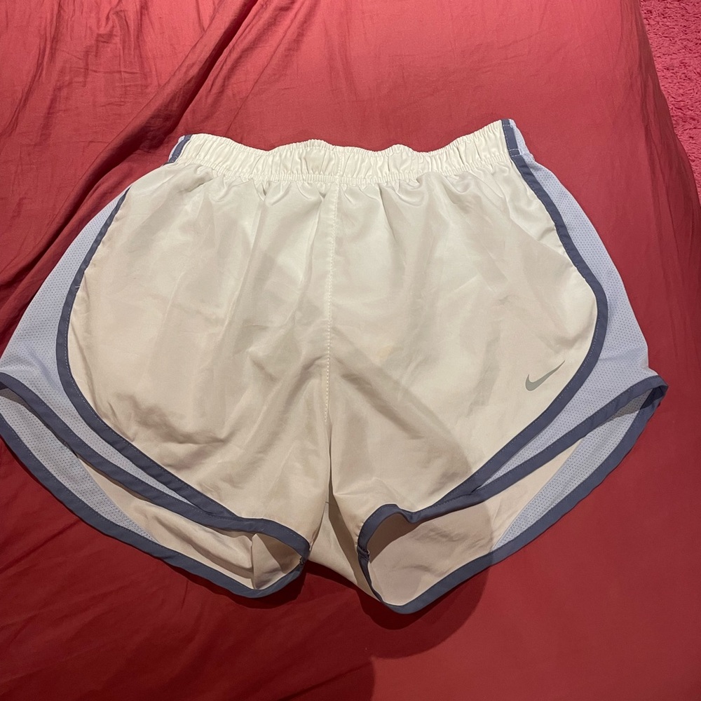 White and purple Nike athletic shorts